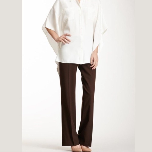 Lafayette 148 New York Pants - Lafayette 148 Espresso Dark Brown Italian Stretch Wool Trousers Pants Size 4